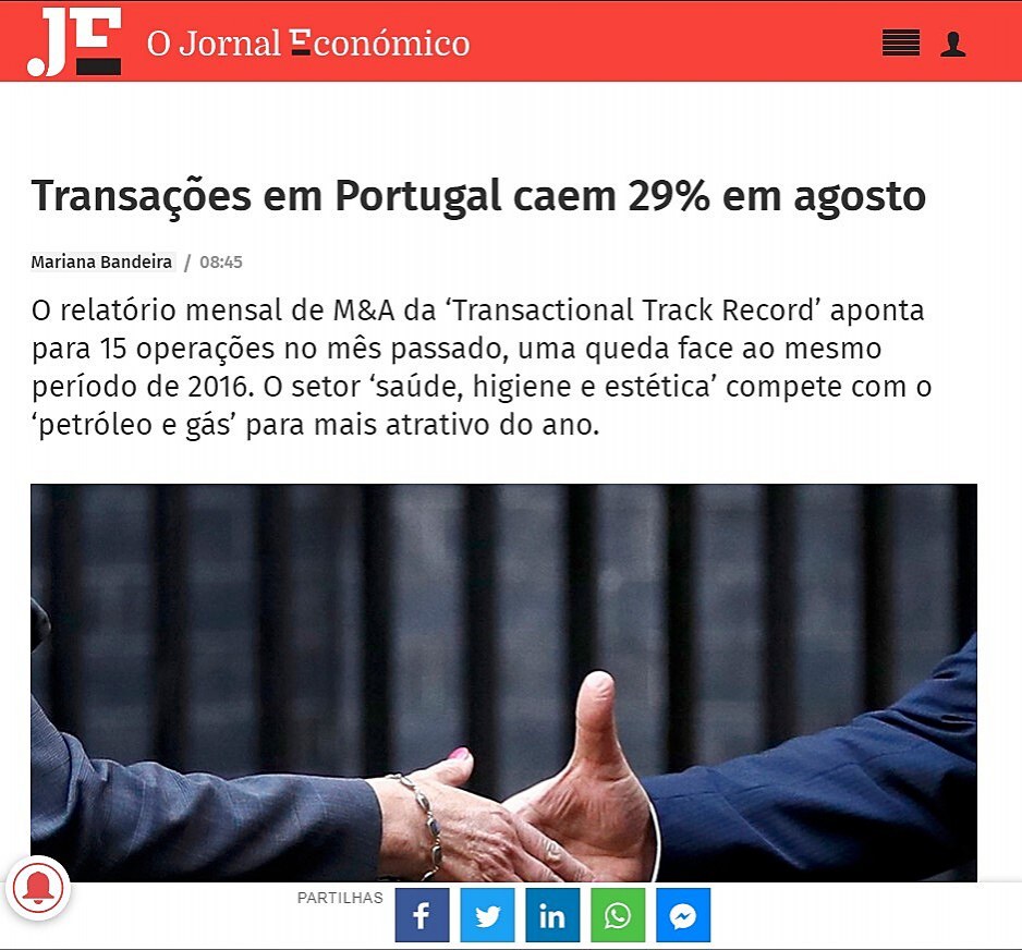Transaes em Portugal caem 29% em agosto
